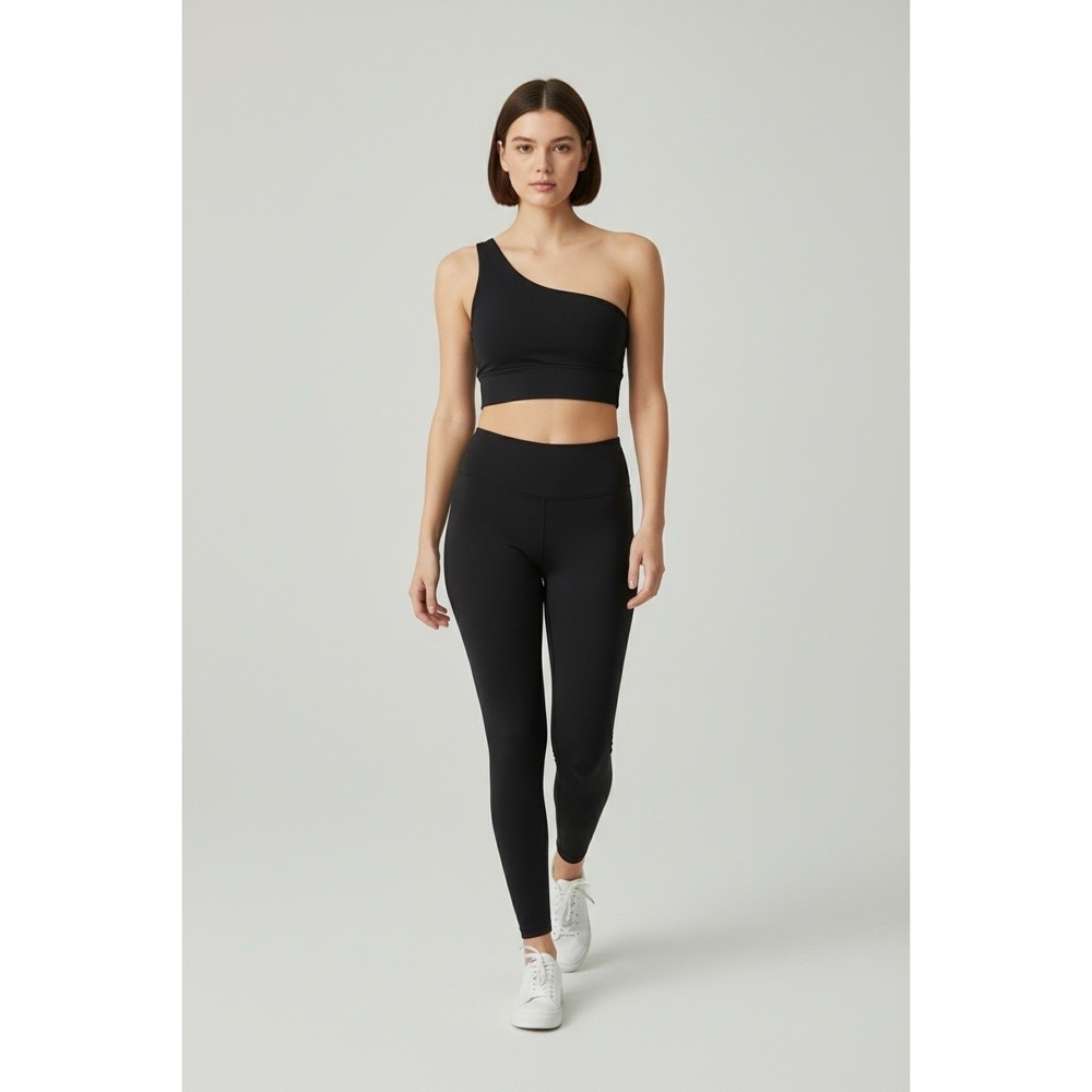 Alphalete Women's XS Black One Shoulder Crop Top Sports Bra NWT